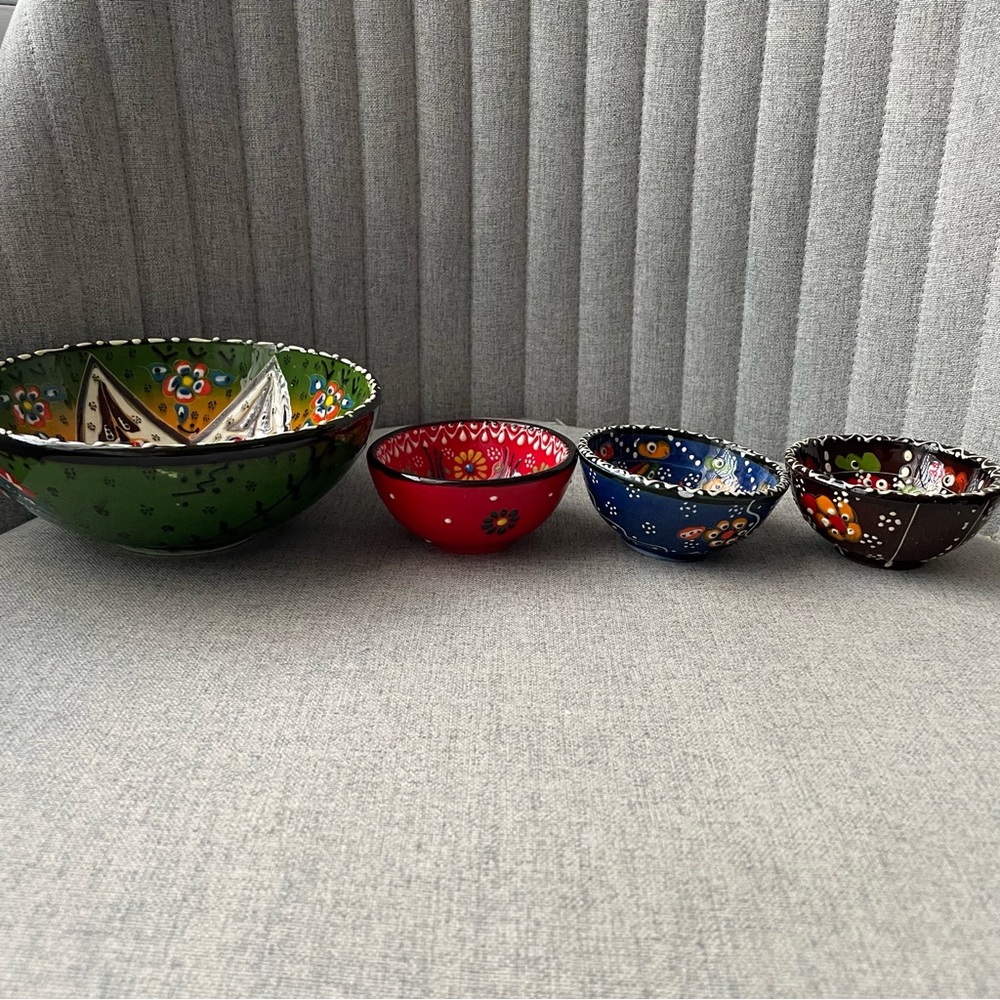 New Colorful Hand-Painted Bowl Set